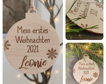Personalized Christmas Bauble Wood | My first Christmas | Christmas present | Milestone Card Christmas