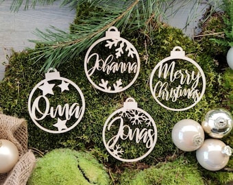 Personalisierte Weihnachtskugel Holz | Christbaumkugel | Weihnachtsgeschenk | Weihnachtsbaumschmuck