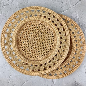 GENDIS Rattan Charger Plates With Natural Color, Decorative Plate Set for Table Decor, Wedding Centerpieces and Decoration