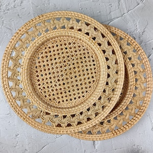 GENDIS Rattan Charger Plates With Natural Color, Decorative Plate Set for Table Decor, Wedding Centerpieces and Decoration