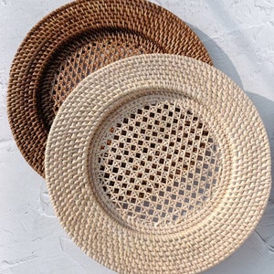 Set of 3 Rattan Charger Plates, Decorative Plate Set for Table Decor, Wedding Centerpieces and Decoration