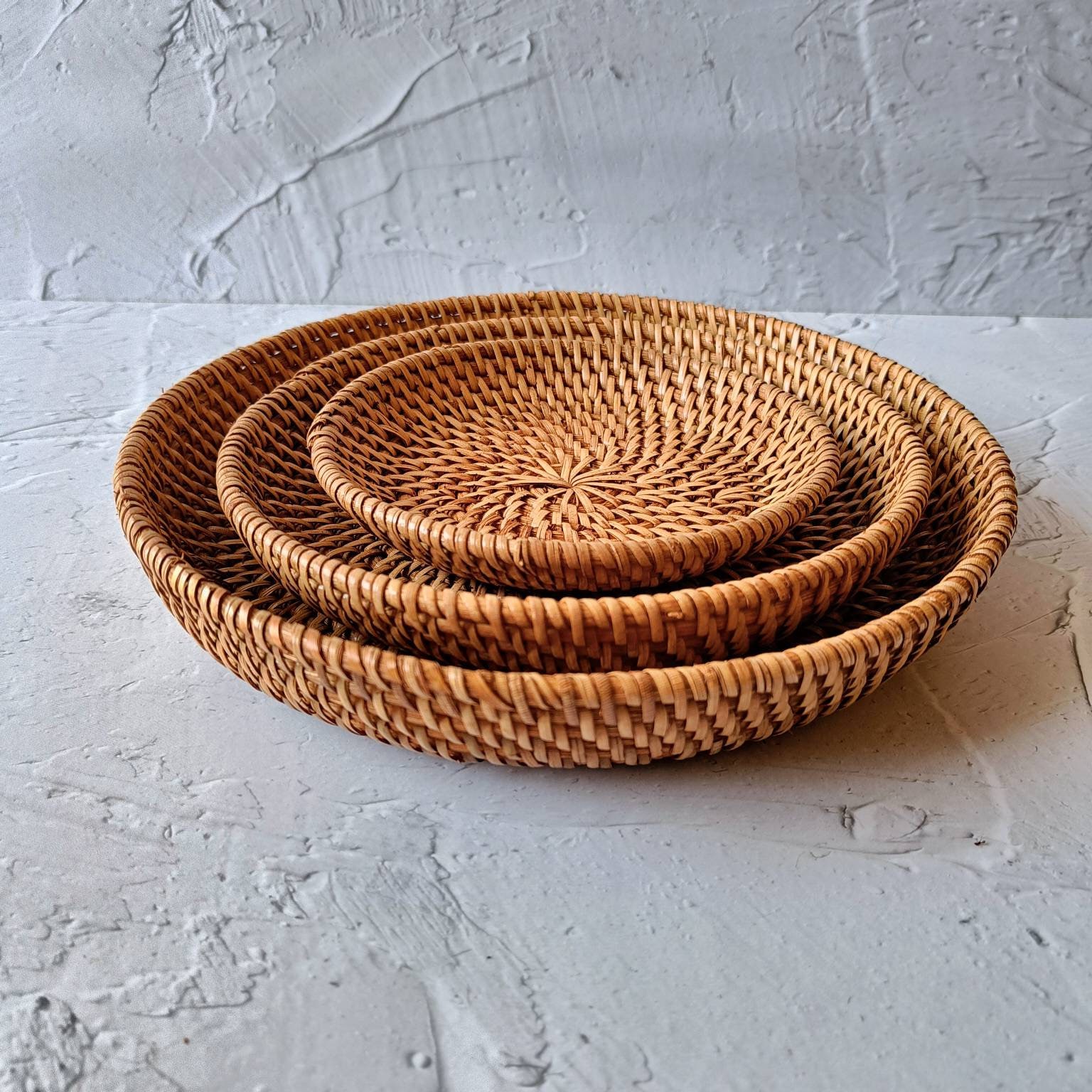 Set of Rattan Decorative Trays, handmade in Indonesia — product view 1