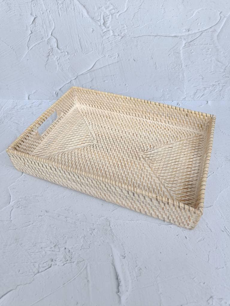 Handwoven Rattan Serving Tray, handmade in Indonesia — product view 1