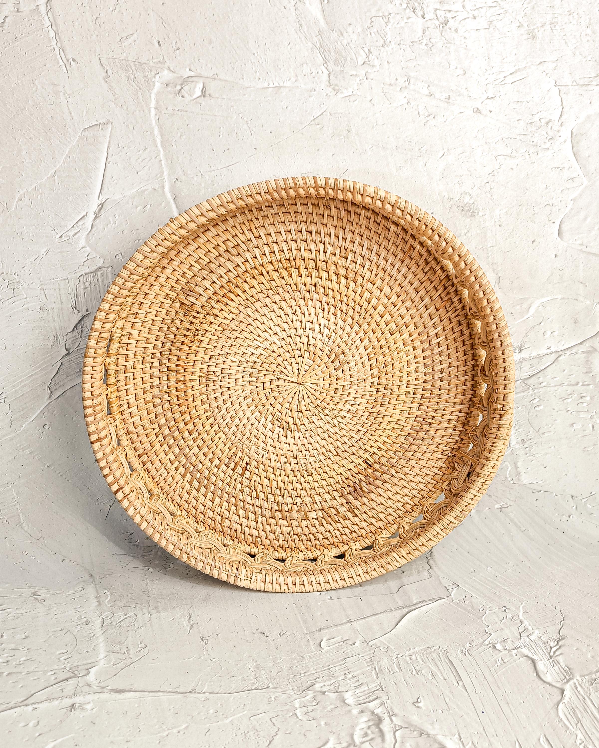 Round Rattan Tray 30cm, handmade in Indonesia — product view 1