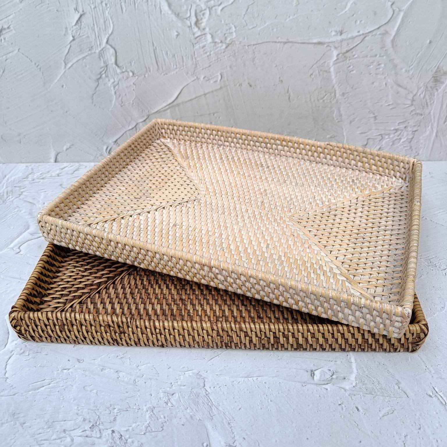 Handleless Rectangular Rattan Spa Tray, handmade in Indonesia — product view 1