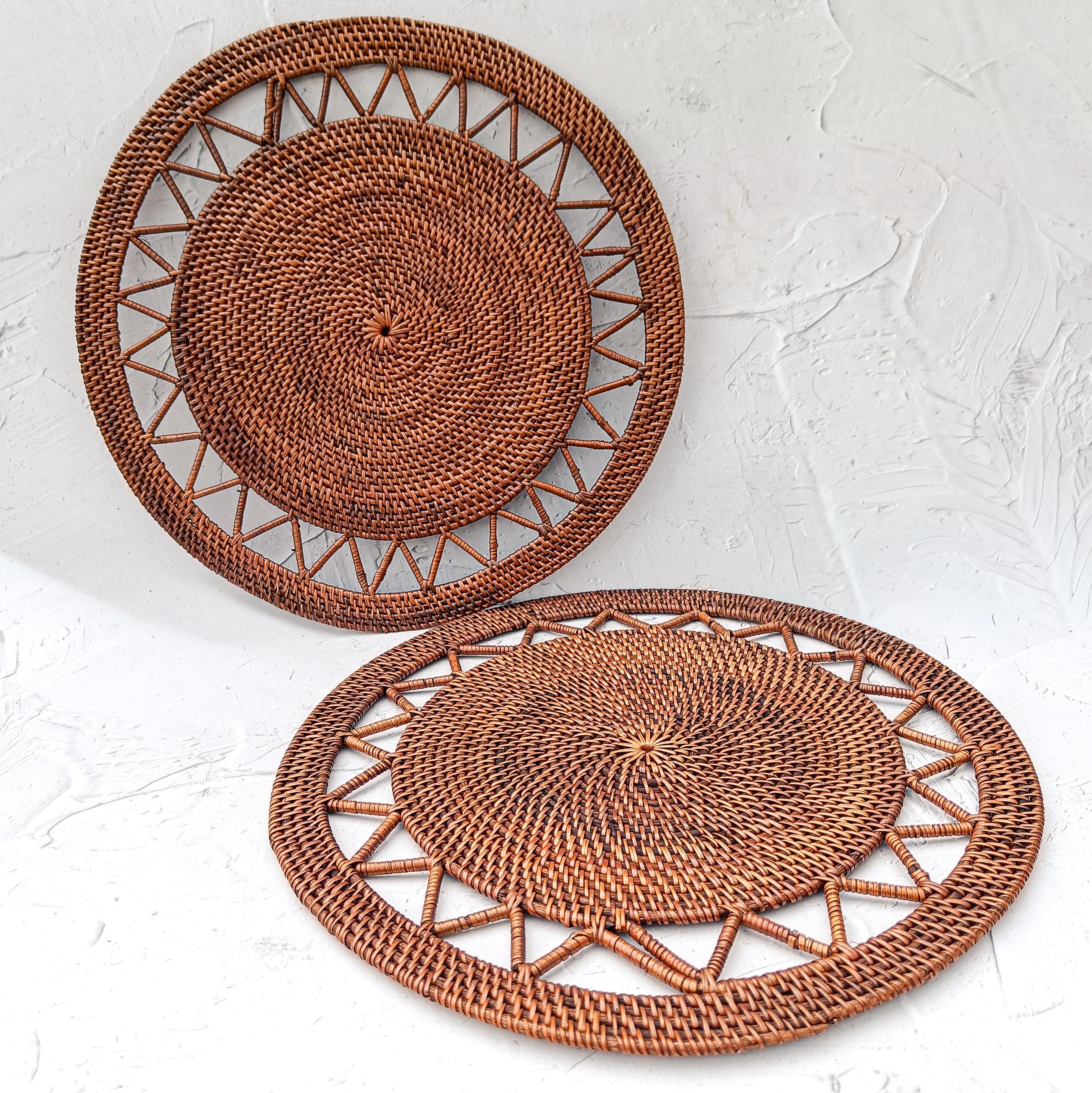 Round Rattan Placemat Set, handmade in Indonesia — product view 1