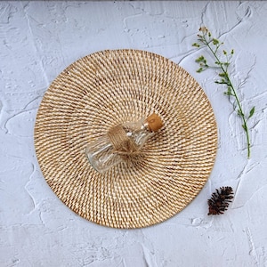 Handcrafted Round Rattan Placemats, Rattan Coaster, Straw Serving Placemats, Farmhouse Decoration, Boho Table Decor image 5