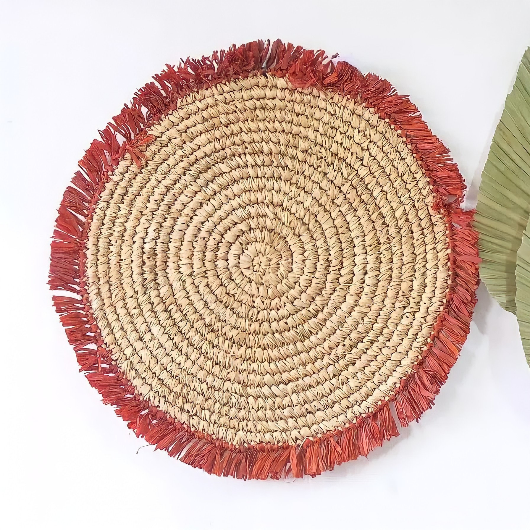 Boho Round Natural Placemats, handmade in Indonesia — product view 1