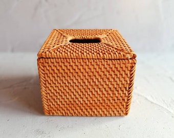 Handgefertigte Brown Rattan quadratische Tissue Box Cover, Badezimmer Dekor