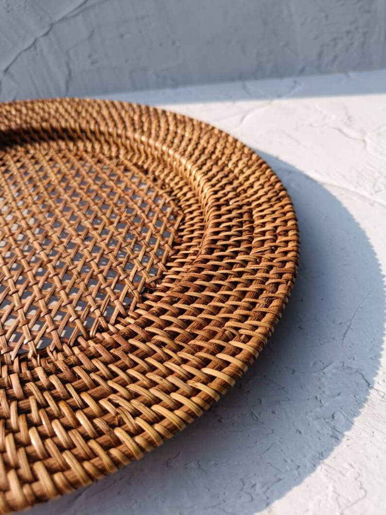 Set of 3 Rattan Charger Plates Decorative Plate Set for Table Etsy