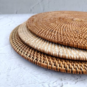 Handcrafted Round Rattan Placemats, Rattan Coaster, Straw Serving Placemats, Farmhouse Decoration, Boho Table Decor image 7