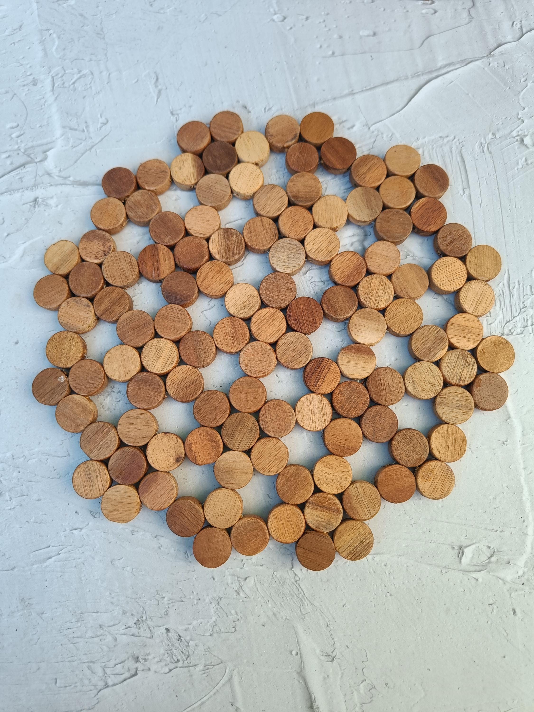 Handmade Teak Wood Circular Trivet, handmade in Indonesia — product view 1