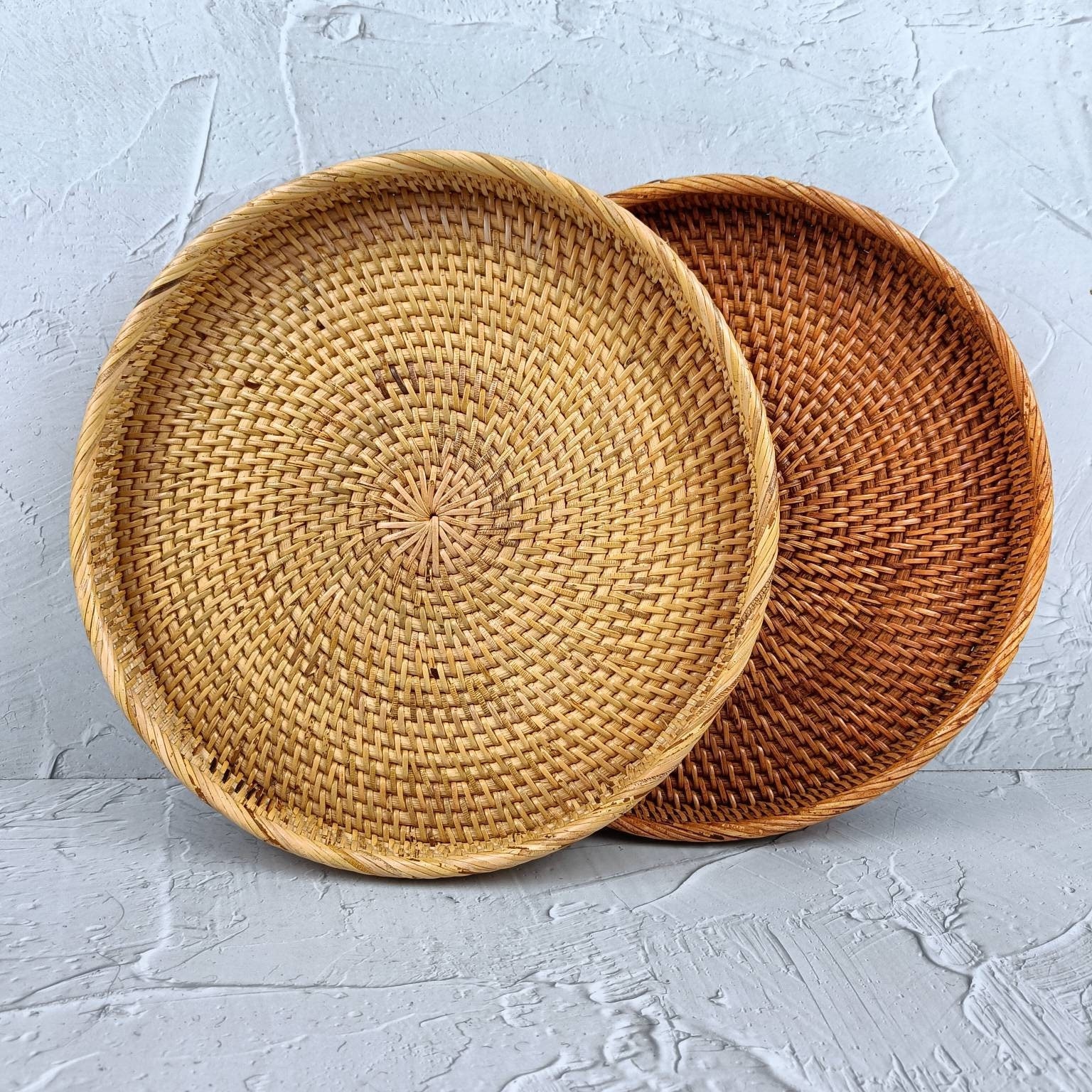 Handwoven Round Rattan Tray, handmade in Indonesia — product view 1