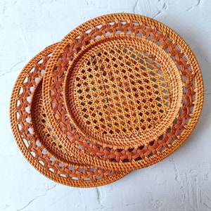 Set of 3 Handmade GENDIS Rattan Charger Plates, Decorative Plate Set for Table Decor, Wedding Centerpieces and Decoration