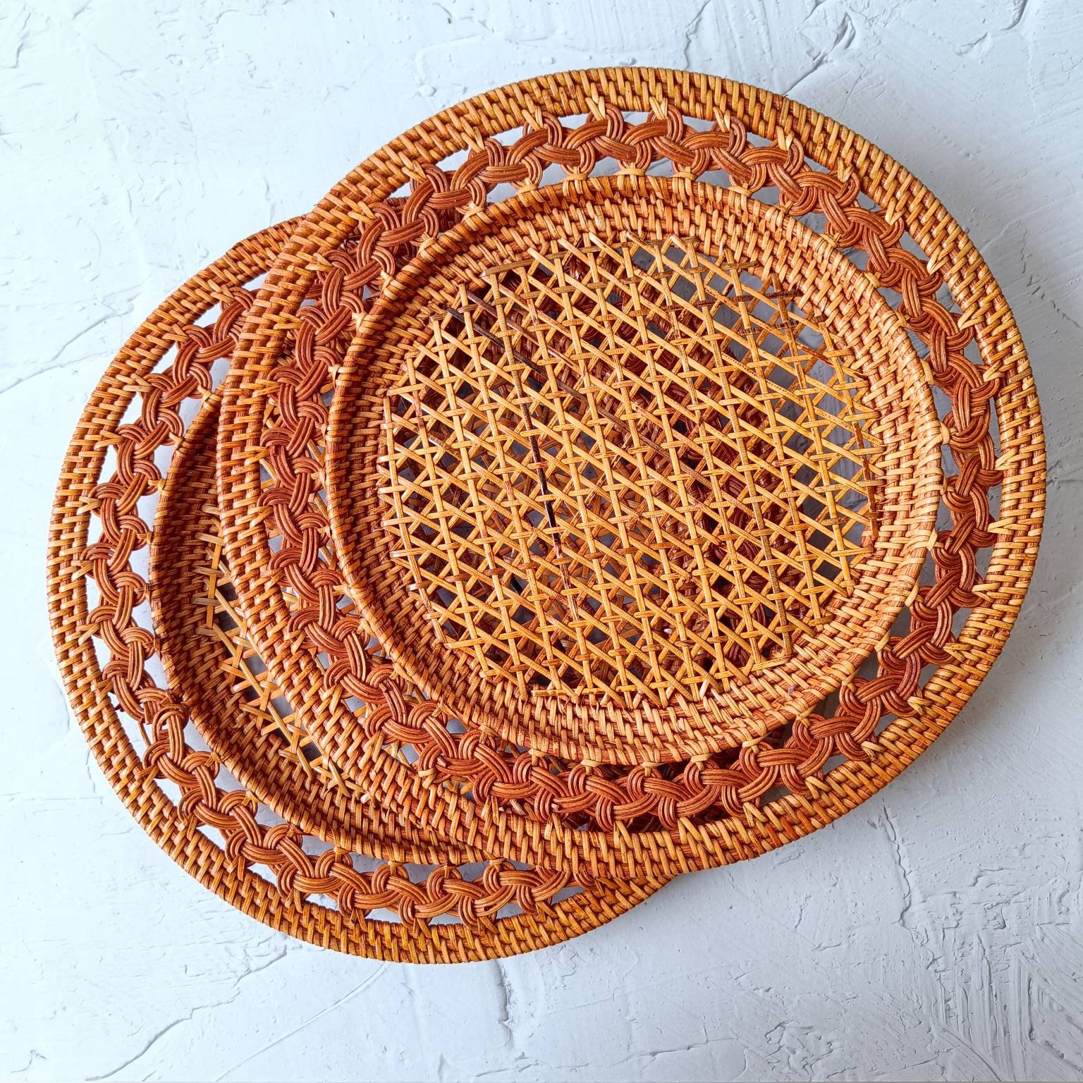 Set of 3 Handmade GENDIS Rattan Charger Plates, handmade in Indonesia — product view 1