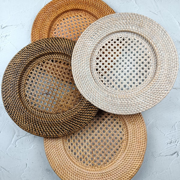 Handmade Rattan Charger Plates, Set of 3, Table Decor