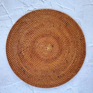 Handcrafted Round Rattan Placemats, Rattan Coaster, Straw Serving Placemats, Farmhouse Decoration, Boho Table Decor image 2