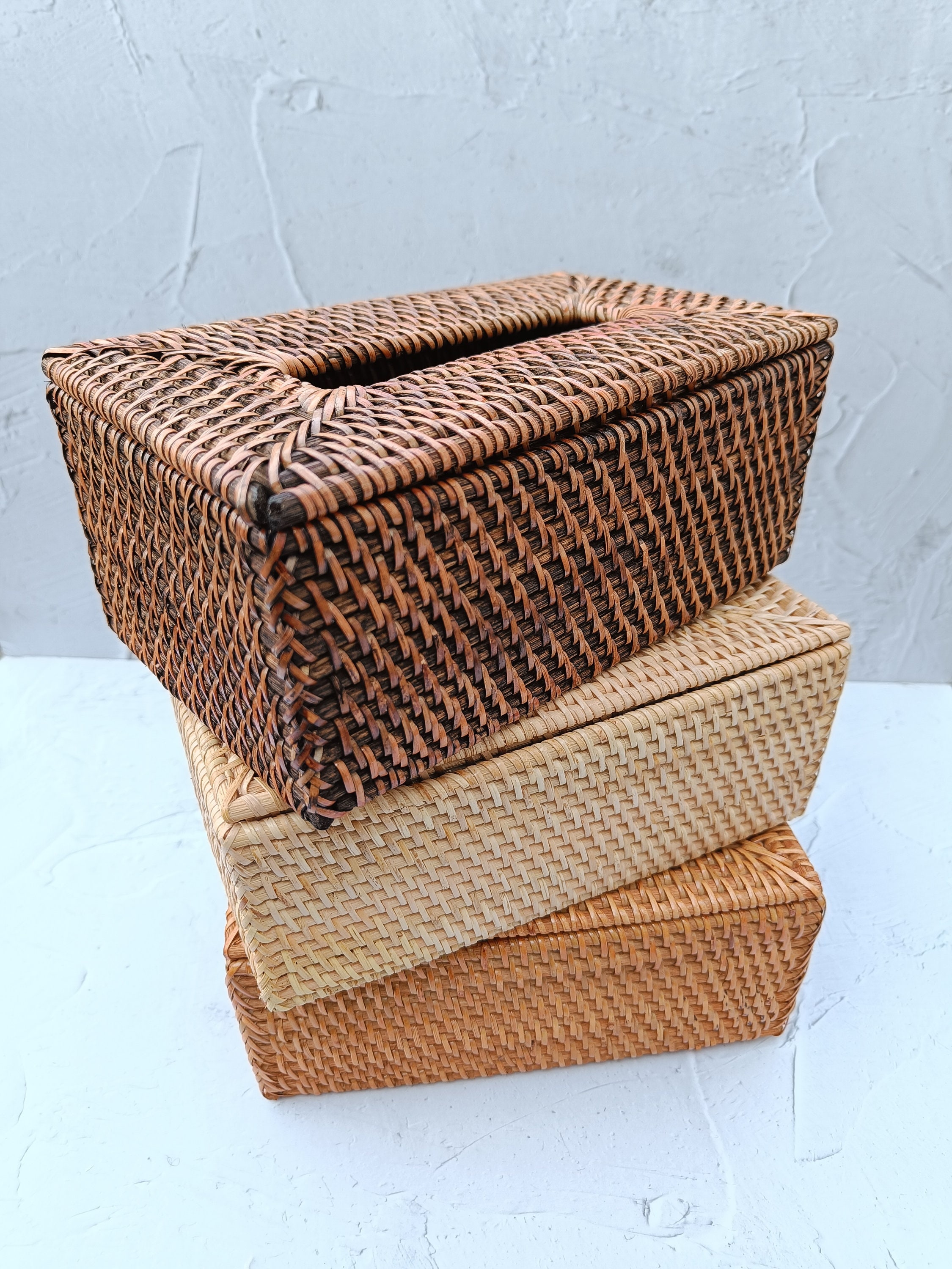 Rattan Square Tissue Box Cover, Woven Tissue Box Cover L 13.5cm X W 13.5cm  X H 13.5cm 