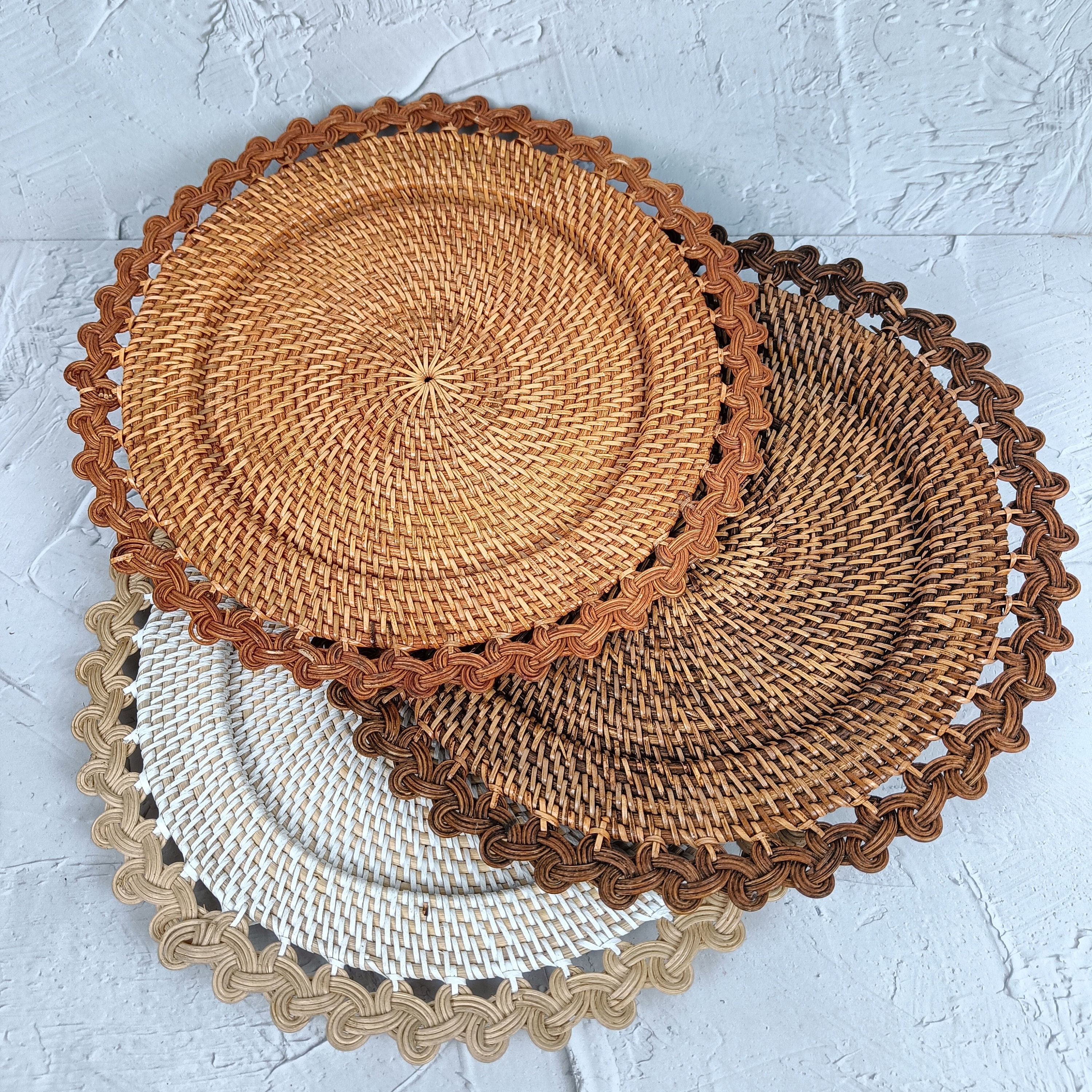 Rattan Charger Plate With Unique Side Weave Pattern, handmade in Indonesia — product view 1