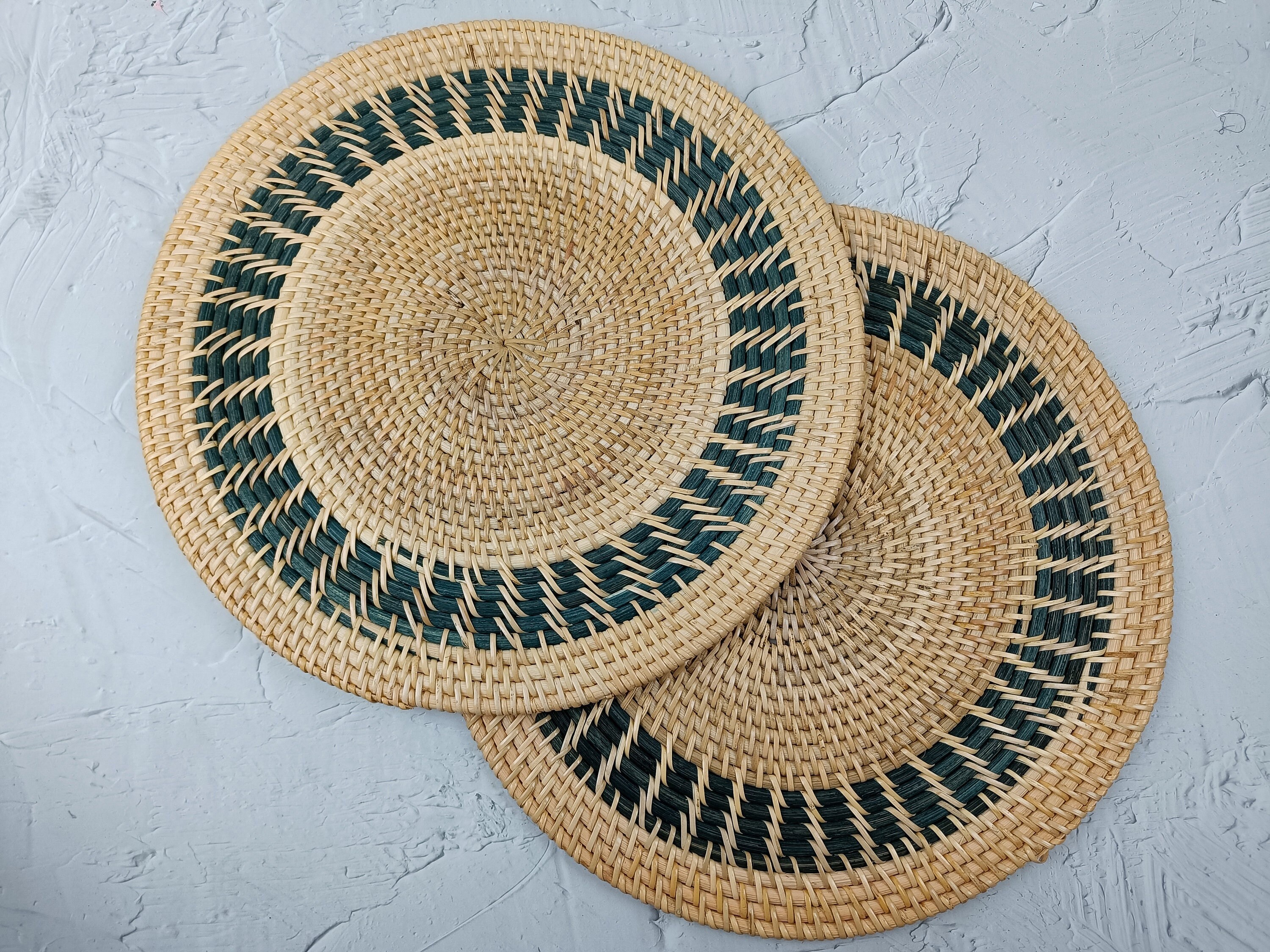 Handmade Two Tone Rattan Placemats, handmade in Indonesia — product view 1
