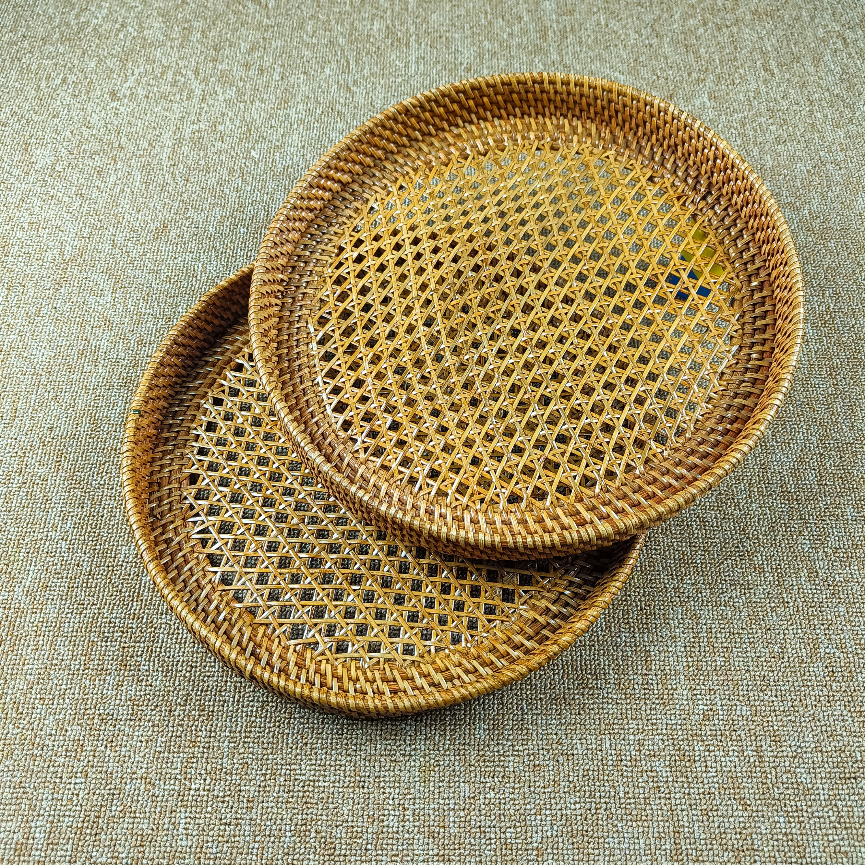 Handmade Brown Rattan Webbing Tray, handmade in Indonesia — product view 1