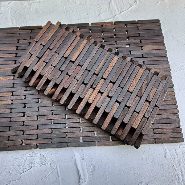 Napperon rectangulaire pliable en bois | Set de table en bois de Sonokeling à bloc long | Sets de table uniques pour la décoration de table