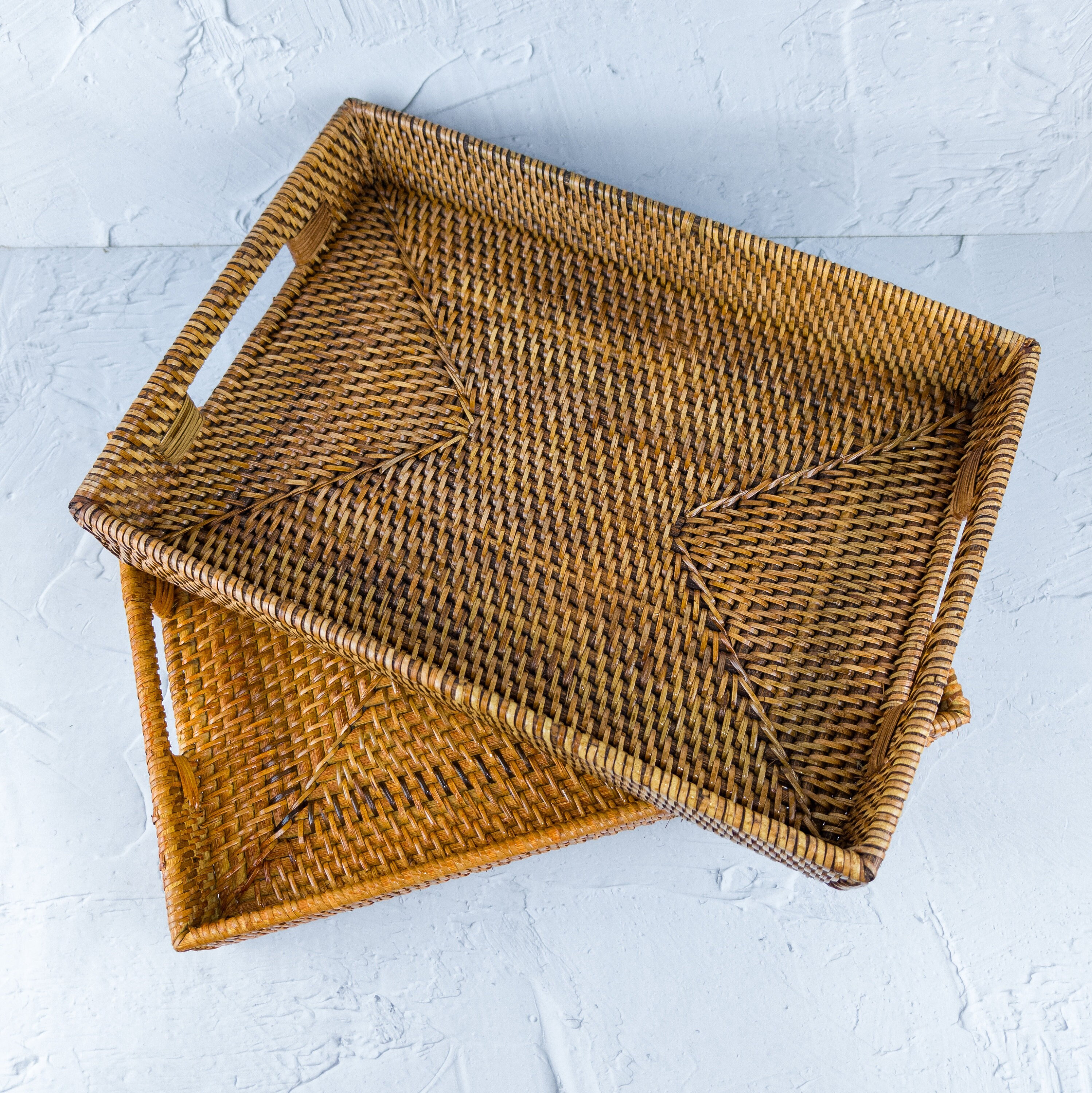 Handmade Rattan Rectangle Tray with Handles, handmade in Indonesia — product view 1