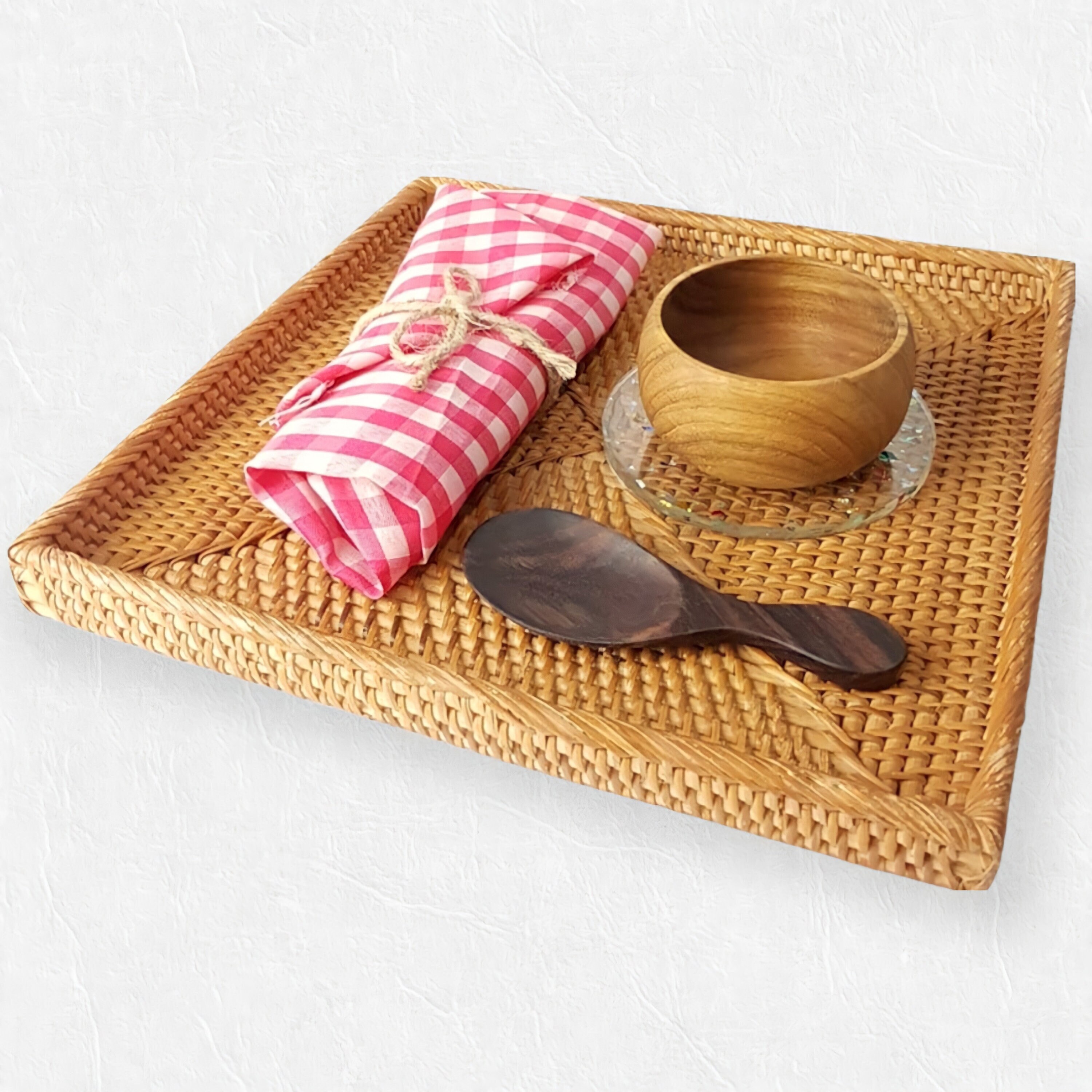 Handcrafted Rattan Square Tray, handmade in Indonesia — product view 1