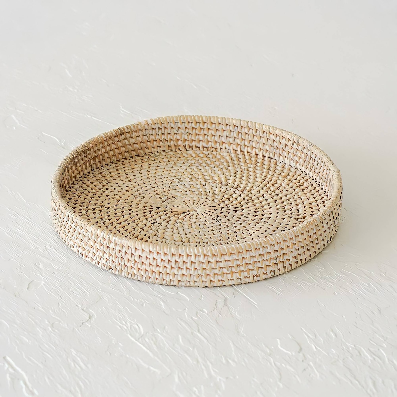 White Woven Round Rattan Tray Decorative trays Coffee Table Etsy