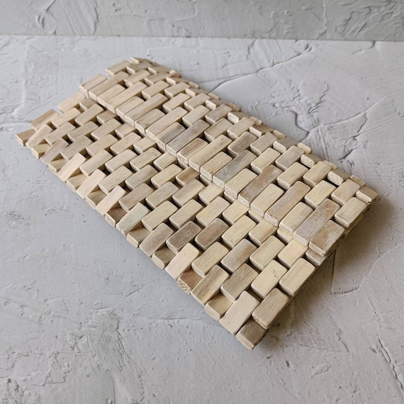 Foldable Wooden Rectangular Placemat, Kitchen Decor Wood, Decorative Mats 