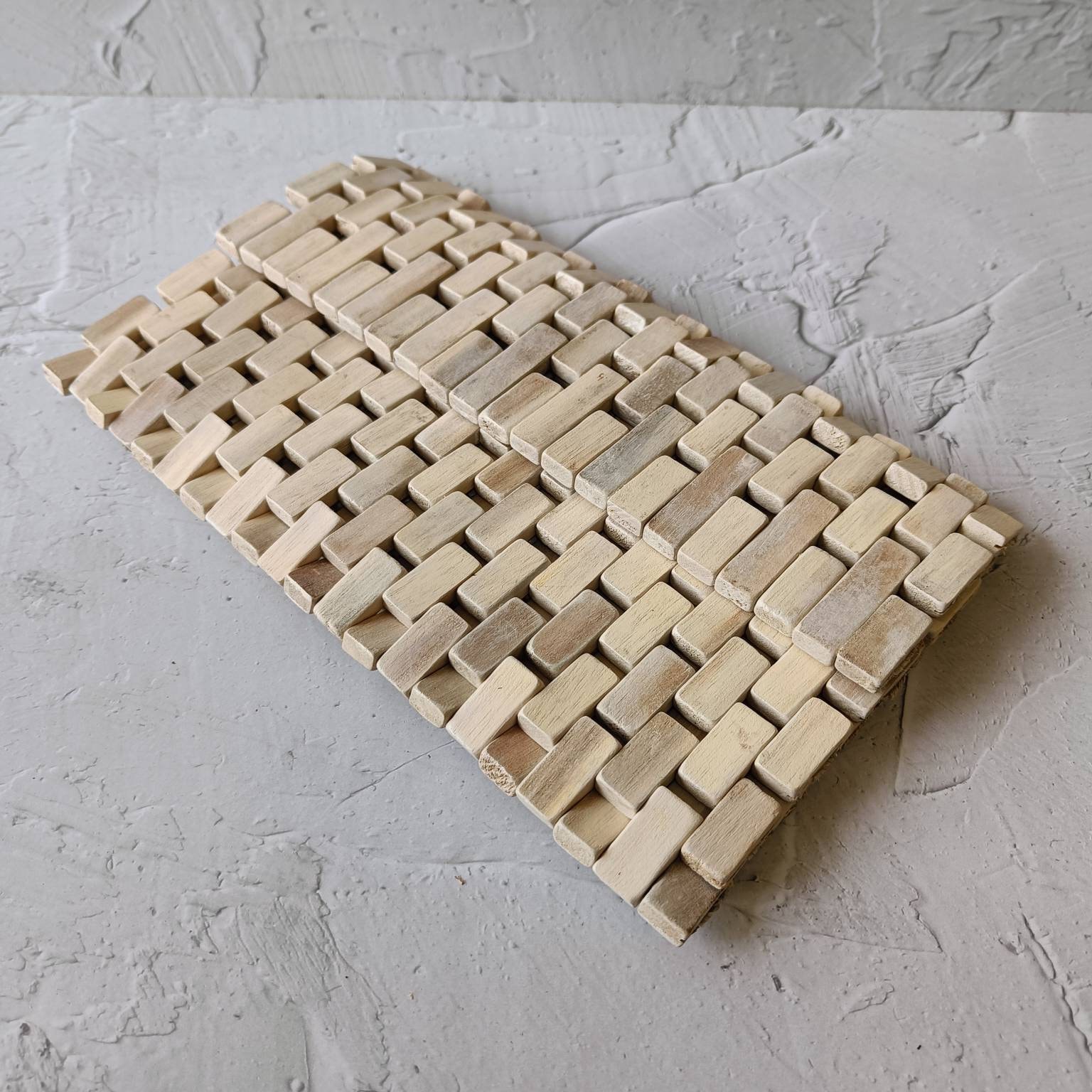 Foldable Wooden Rectangular Placemat, handmade in Indonesia — product view 1