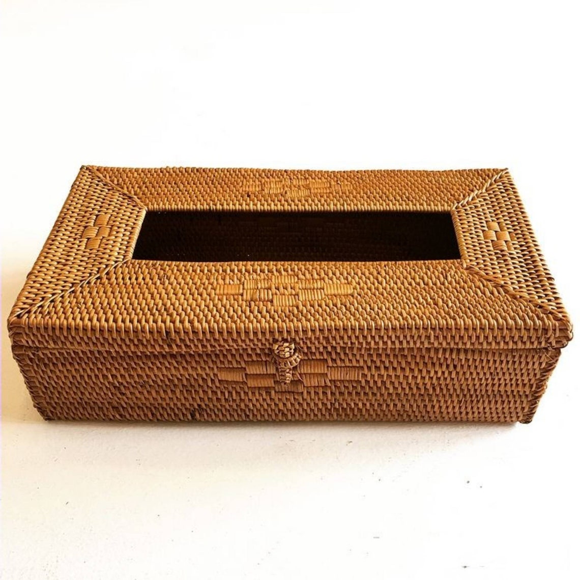 Vintage Wicker Rattan Tissue Box Cover Living Room Decoration Etsy
