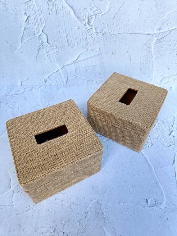 Handmade Jute Tissue Box Cover Natural Boho Tissue Box for Table Decor