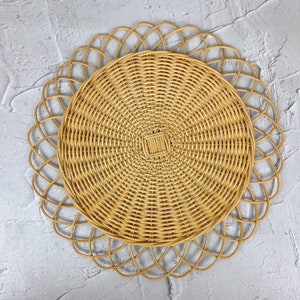 Woven Natural Flower Rattan Placemat, Charger Plate, Boho Home Decoration