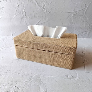 Handmade Jute Tissue Box Cover, Natural Boho Tissue Box for Table Decor