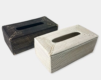 Copertura estetica per scatola di fazzoletti in rattan fatta a mano