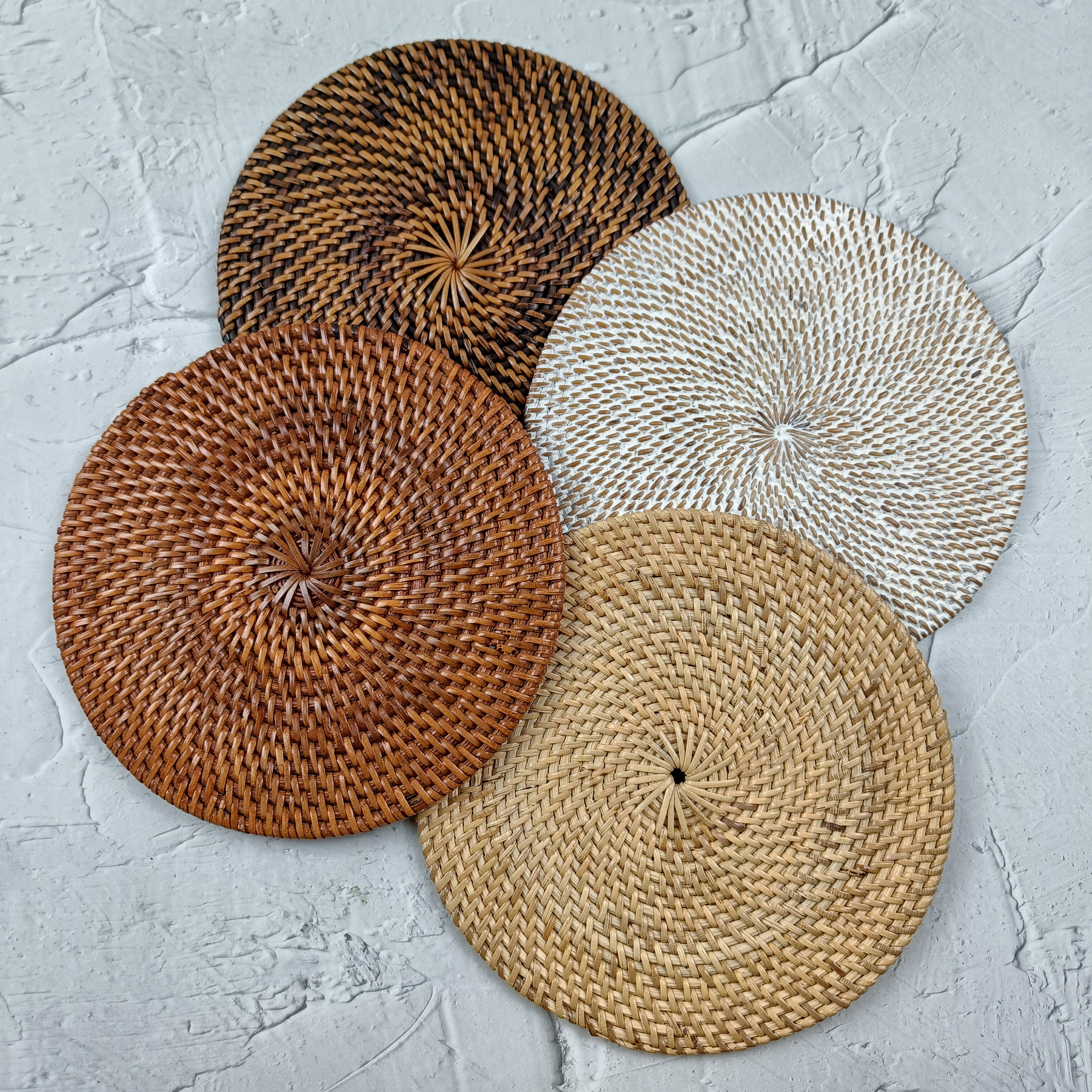 2 Tovagliette Americano In Rattan Naturale, 18 Cm: Sottopiatto Rotondo Resistente Al Calore Per Tavolo - 4