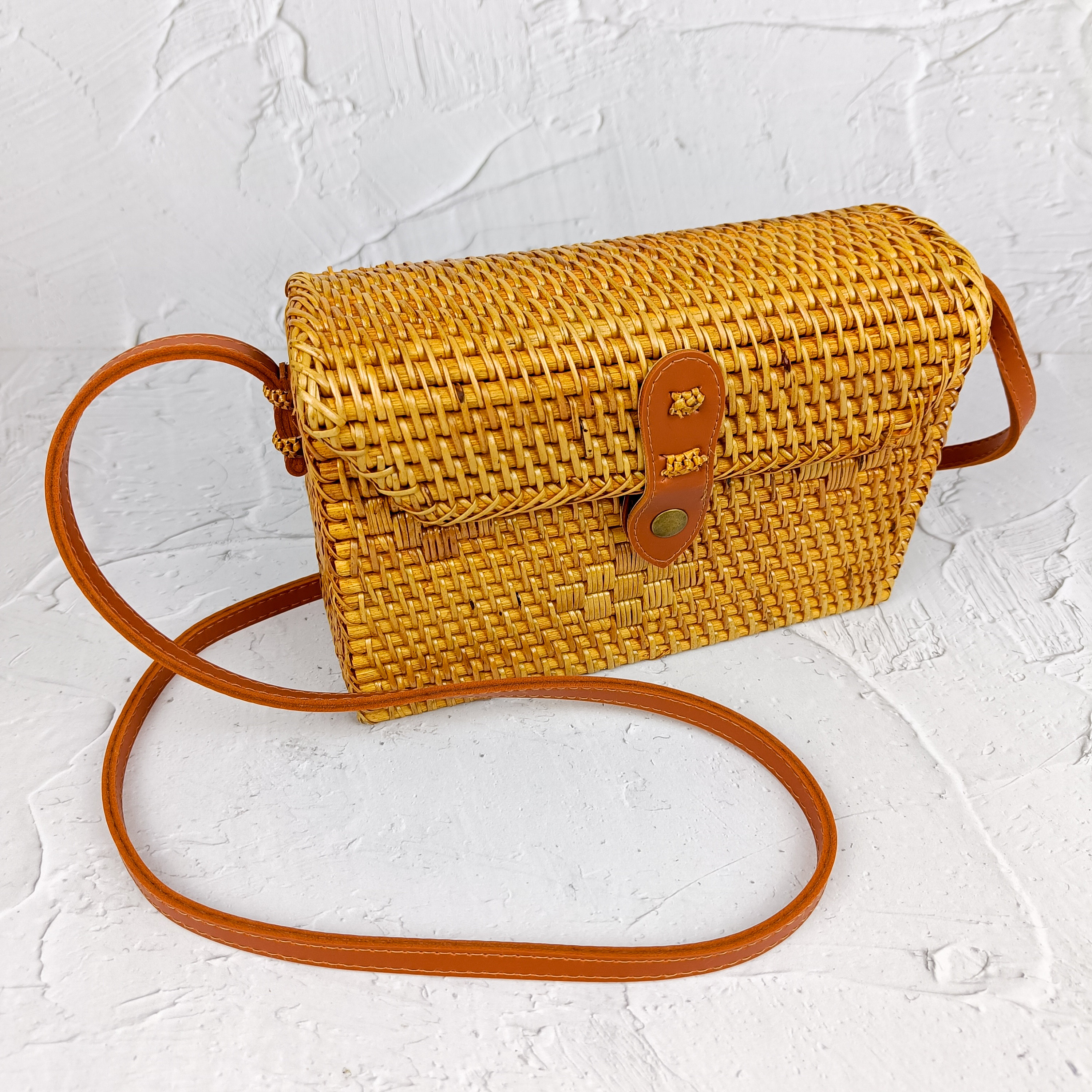 SEGI Handmade Rattan Bag With Leather Strap Straw Woven Bag Bohemian Crossbody Bag Etsy