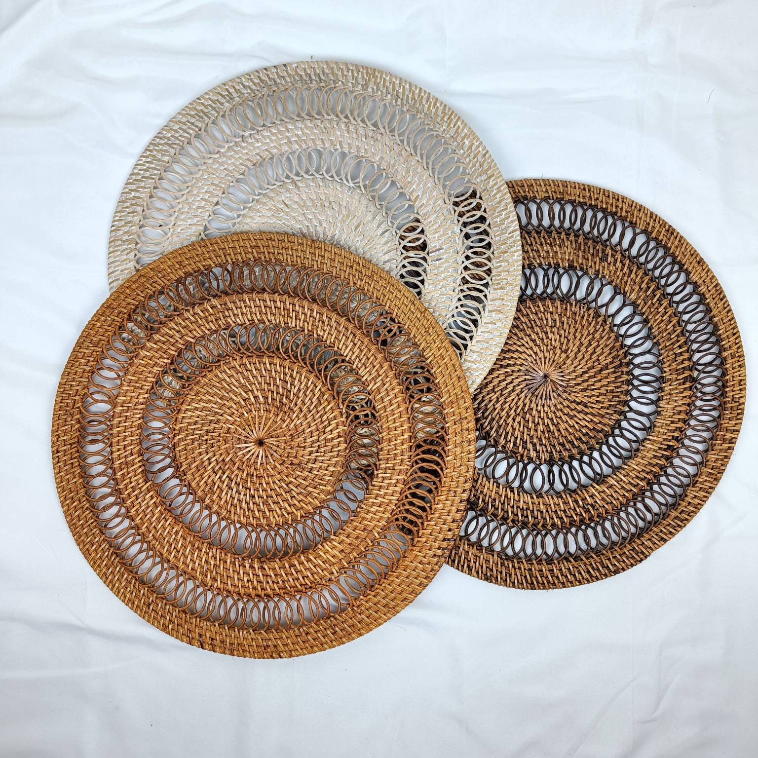SWIRL Rattan Placemats, handmade in Indonesia — product view 1