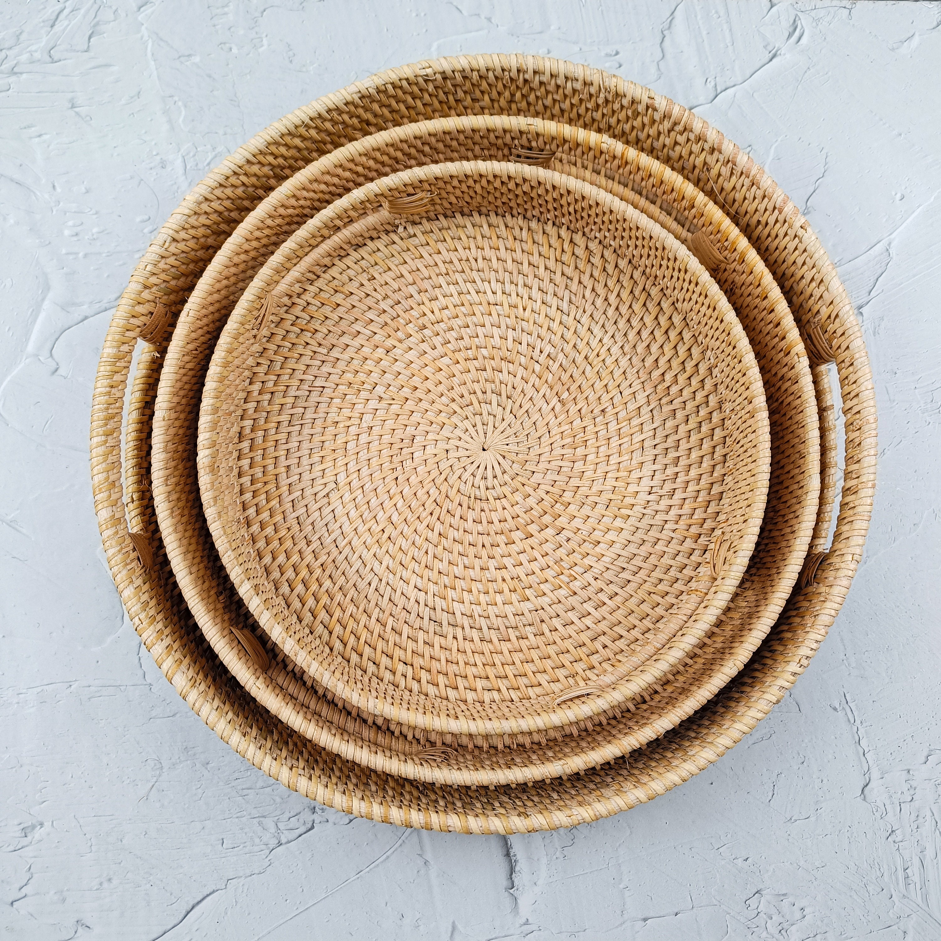 Handmade Round Rattan Tray, handmade in Indonesia — product view 1