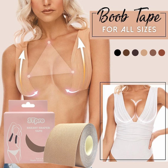 Boob Tape Women Invisible Bra Latex Free Adhesive Breathable Boob Lift Tape Breast  Lift up Tape for Chest Binding Trans Tucking , Packing 