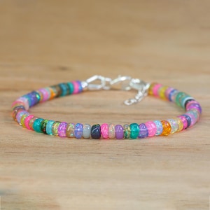 Multi Opal Shaded Beads Bracelet, Genuine Opal Gemstone Beaded Bracelet, Dainty Minimalist Opal Bracelet, Delicate Bracelet, Gift for Her