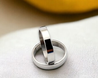 OFFER - Pack of 2 stainless steel alliances 4mm wide. FREE ENGRAVING. engagement, wedding, couples, gift.