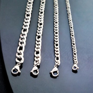 Stainless steel figaro chains in 4 widths, for men and women, popular and classic design.