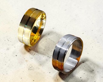 Steel alliance ring in 8mm. Customizable with FREE ENGRAVING. for men and women.