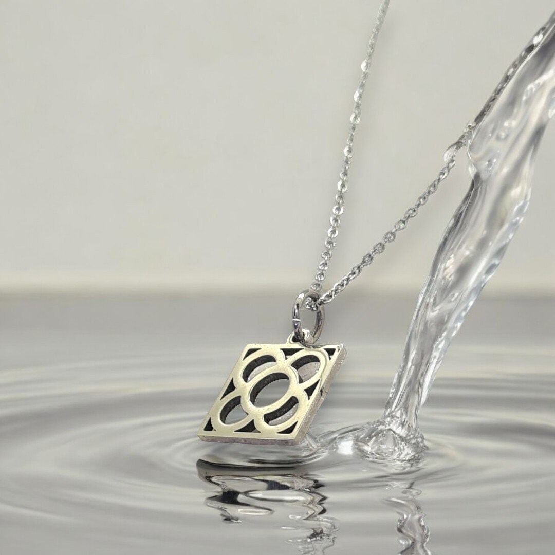 Barcelona Flower or Panot pendant in steel with chain for women or girls, a gift or for yourself.