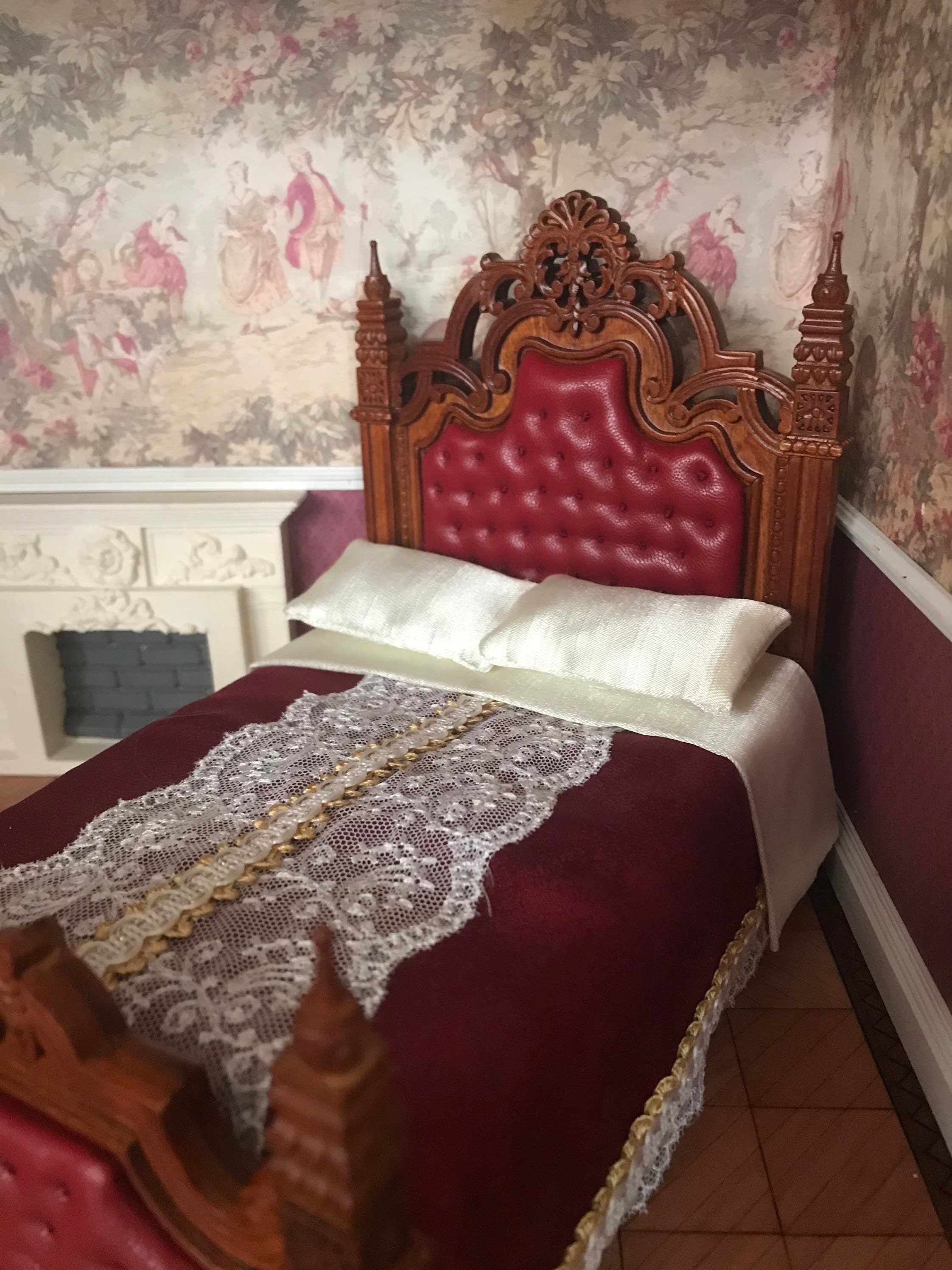 Dollhouse Miniature Dressed Bed 112 Scale Victorian Gothic Etsy