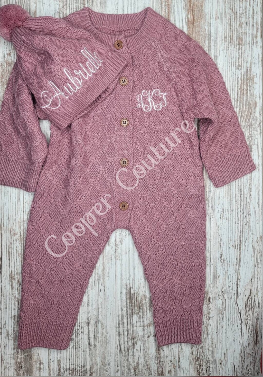 Girl Pink Coming Home Outfit Knitted Sleeper Personalized Name Sweater