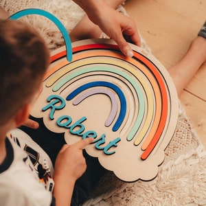 Personalisierter Regenbogen, Regenbogen Baby, Makramee Regenbogen, Regenbogen Kinderzimmer, Kinder Geburtstagsgeschenk, Bastelgeschenk, Waldorf Regenbogen
