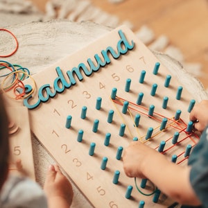 Personalized Wooden Geoboard, Preschool Toy, Learnin Kindergarten Toy, Montessori Sensory Board, Toddler Gift, 4 Year Old Gift